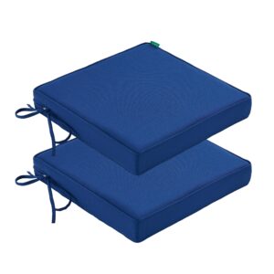 yoozeku patio chair cushions waterproof outdoor seat cushions for patio furniture set of 2 with ties, 24 x 24 inch, navy blue