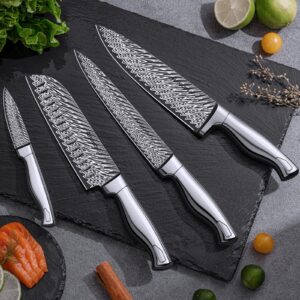 Knife Set, 15 Pieces Kitchen Knife Set with Built in Sharpener Block, German Stainless Steel Knife Block Set