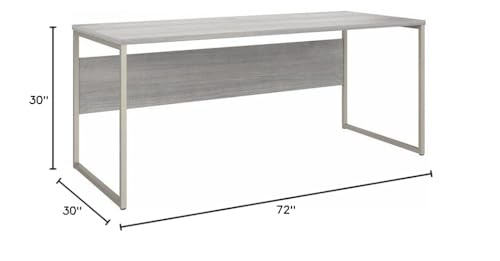 Pemberly Row 72W x 30D Computer Table Desk in Platinum Gray - Engineered Wood