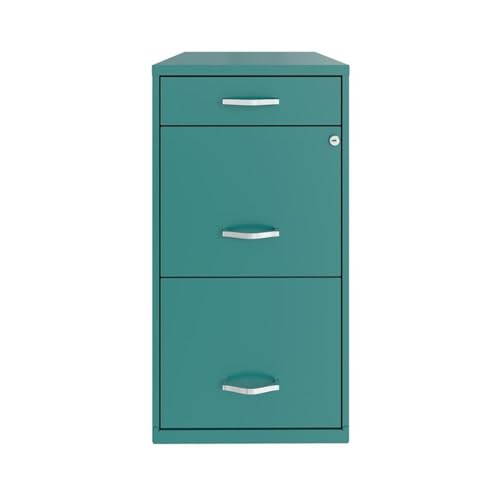 Pemberly Row 3 Drawers 27.32" Vertical Turquoise Metal Filing Cabinet Lockable Pre-Assembled Stationary Letter Size for Home, Office