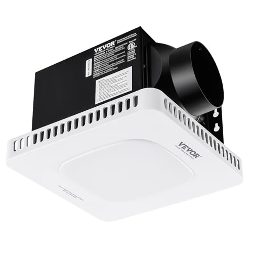 VEVOR Bathroom Exhaust Fan, 80 CFM High-Efficiency Ventilation, 1.5sones Low Noise Operation All-Copper Motor, Remote Control, Energy-Saving Bathroom Ceiling Fan, Attic Access Needed