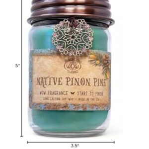 Scented Candle for Home by Way Out West Candles - Long Lasting Home Fragrance or Essential Oils - Small Candles Gifts for Women - 12 Oz Native Piñon Pine Natural Pine Soy Candles - Made in USA