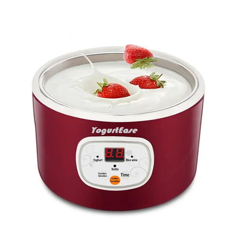 YogurtEase Automatic Yogurt Maker, Compact Greek Yogurt Maker Machine with Constant Temperature Control, Stainless Steel Container, 1 Quart for Home Organic Yogurt