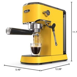 Espresso Machine 20 Bar Espresso Maker CMEP02 with Milk Frother Steam Wand, Yellow Retro Home Expresso Coffee Machine for Cappuccino and Latte, Gift for Coffee Lovers, Friend, Dad, Mom