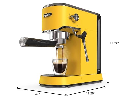 Espresso Machine 20 Bar Espresso Maker CMEP02 with Milk Frother Steam Wand, Yellow Retro Home Expresso Coffee Machine for Cappuccino and Latte, Gift for Coffee Lovers, Friend, Dad, Mom