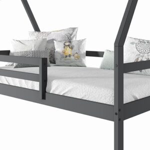 Donco Kids A-Frame Modern Twin Dark Grey House Bed with Twin Trundle