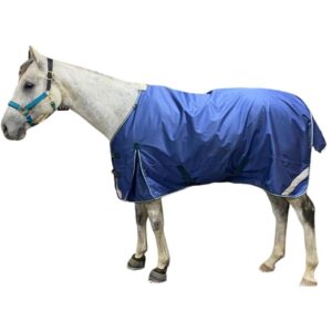 pro-trainer turnout blanket with detachable neck cover in navy, 1200-denier ripstop material, 100g fill, 78 inches - waterproof, warm, comfortable, breathable horse blankets & sheets