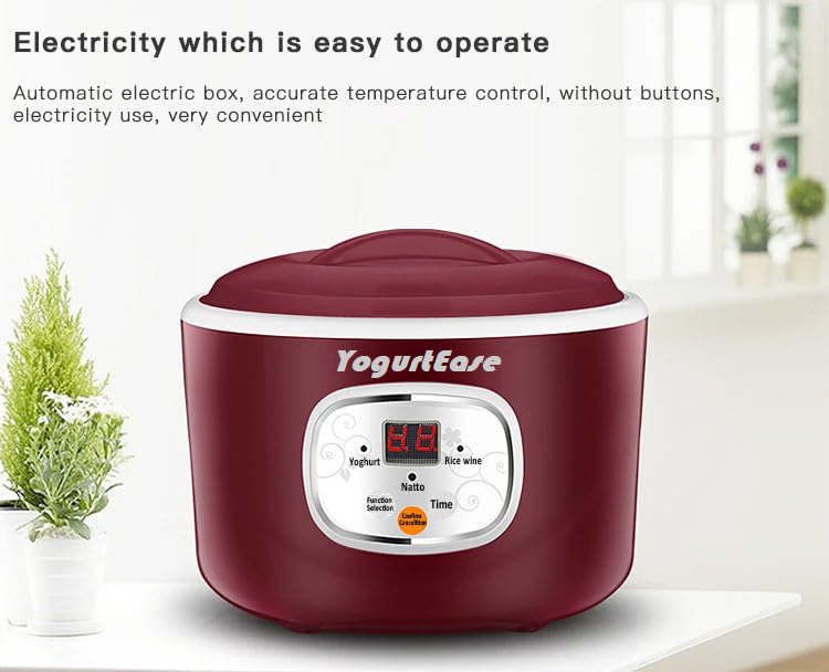 YogurtEase Automatic Yogurt Maker, Compact Greek Yogurt Maker Machine with Constant Temperature Control, Stainless Steel Container, 1 Quart for Home Organic Yogurt