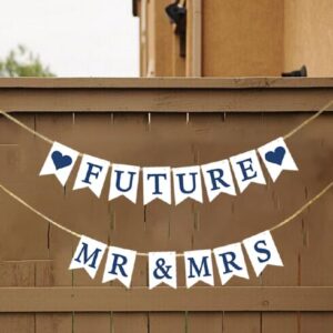 KUNGOON Future Mr & Mrs Banner,Funny Wedding Party Decor,Bridal Shower/Engagement/Bachelorette Party Decorations.(White)