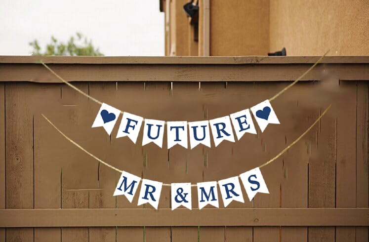 KUNGOON Future Mr & Mrs Banner,Funny Wedding Party Decor,Bridal Shower/Engagement/Bachelorette Party Decorations.(White)