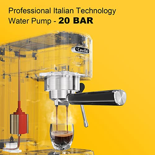 Espresso Machine 20 Bar Espresso Maker CMEP02 with Milk Frother Steam Wand, Yellow Retro Home Expresso Coffee Machine for Cappuccino and Latte, Gift for Coffee Lovers, Friend, Dad, Mom