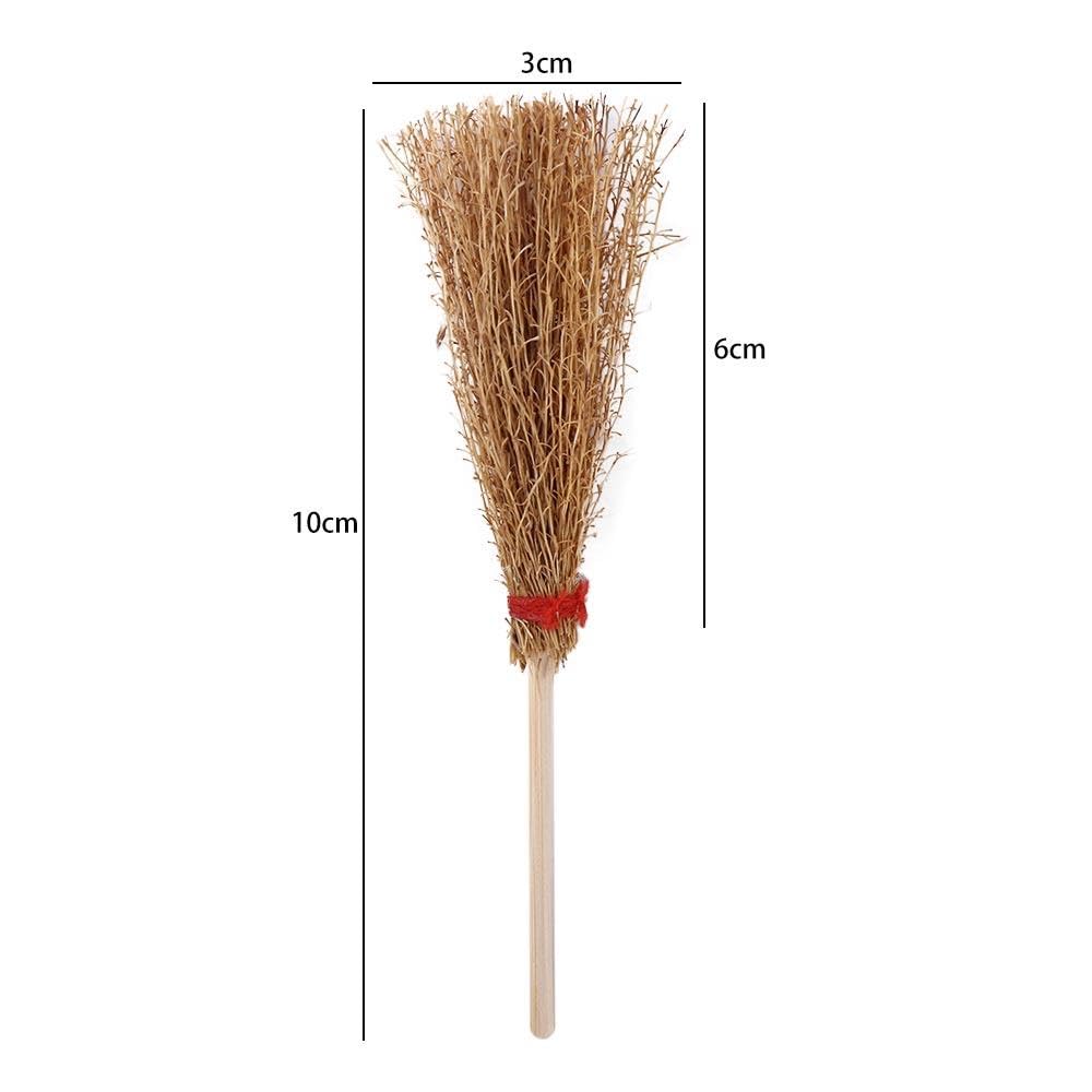 10 PCS Mini Witch Straw Brooms Wooden Mini Broom Party Decoration Costume Props Photo Props Mini Furniture Halloween Decoration