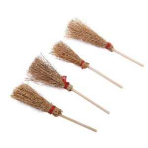 10 PCS Mini Witch Straw Brooms Wooden Mini Broom Party Decoration Costume Props Photo Props Mini Furniture Halloween Decoration