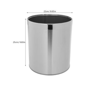 Cabilock Stainless Steel Trash Can Round Wastebasket Garbage Container Bin with Ring Open Top Recycle Bin Trash Waste Container for Home Office Kitchen Restaurant Restroom