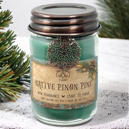 Scented Candle for Home by Way Out West Candles - Long Lasting Home Fragrance or Essential Oils - Small Candles Gifts for Women - 12 Oz Native Piñon Pine Natural Pine Soy Candles - Made in USA