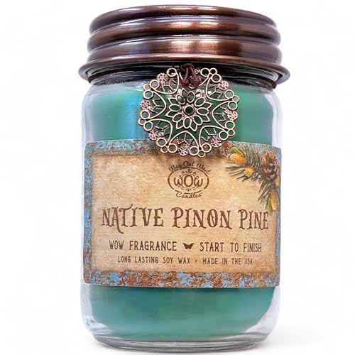 Scented Candle for Home by Way Out West Candles - Long Lasting Home Fragrance or Essential Oils - Small Candles Gifts for Women - 12 Oz Native Piñon Pine Natural Pine Soy Candles - Made in USA