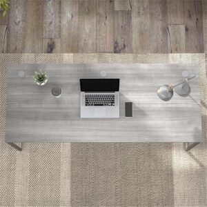 Pemberly Row 72W x 30D Computer Table Desk in Platinum Gray - Engineered Wood