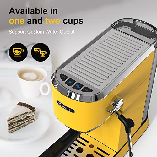 Espresso Machine 20 Bar Espresso Maker CMEP02 with Milk Frother Steam Wand, Yellow Retro Home Expresso Coffee Machine for Cappuccino and Latte, Gift for Coffee Lovers, Friend, Dad, Mom