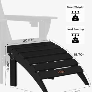 Ciokea Plastic Folding Footstool for Deck Backyard Patio Outdoor Poolside Porch Lawn Indoor, Black