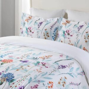 Royal Tradition 2pc 100% Cotton Duvet Cover Set (Twin/Twin XL) Thalia Floral Comforter Cover with Pillow Sham