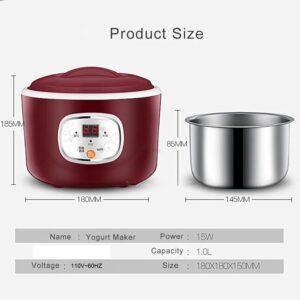 YogurtEase Automatic Yogurt Maker, Compact Greek Yogurt Maker Machine with Constant Temperature Control, Stainless Steel Container, 1 Quart for Home Organic Yogurt