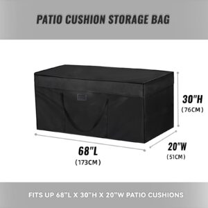 Outdoor Patio Cushion Storage Bags 68Inch 600D Waterproof Extra Large Patio Furniture Cover Cushion Storage Bag with Handle and Zipper for Garden Pillow Seat Pads Protective Cover