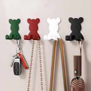 self adhesive hooks 4 pcs bear shaver hook heavy duty plug hooks for kitchen sticky hooks for closet decorative razor hanger waterproof home improvement utility hook for hanging coat hat key