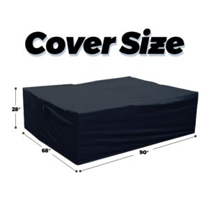 HOOOWOOO Patio Outdoor Furniture Cover,Waterproof Weather Couch Cover,Extra Large Rectangular Rain Sectional Sofa Covers for Patio Conversation Set 90X68X28" Black