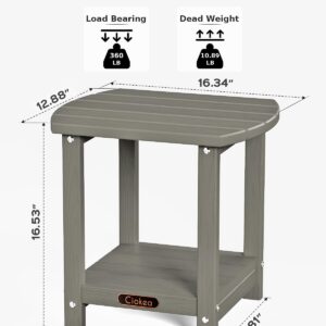 Ciokea Adirondack Outdoor Side Table, 2-Tier Sturdy Patio End Table Weather Resistant, Morden Side Table for Patio, Pool, Porch, Grey