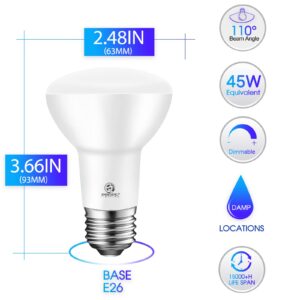 Energetic BR20 LED Bulb R20 Dimmable 5000K Daylight 45W Equivalent to 6.5W, Recessed Can Light Bulbs, Kitchen Ceiling Lights, E26 500 Lumen LED Flood Light Bulbs, Indoor UL Listed (Pack of 10)