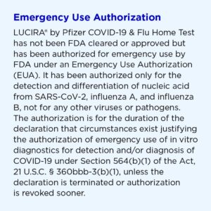 LUCIRA® by Pfizer COVID-19 & Flu Home Test, First and Only at-Home Molecular Test for COVID-19 and Flu A/B, Single-Use, Results in 30 Minutes, Emergency Use Authorized (EUA)