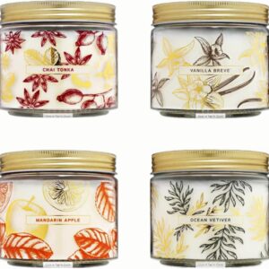 Bellevue Luxury Candles, Natural Soy Wax, Essential Oils, Long-Lasting Burn, Luxurious Fragrances, 4 Pcs