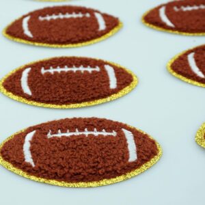 SaktopDeco 6 PCS Football Patch Chenille Football Iron On Patches Gold Edges Football Embroidered Patches for DIY Sew Making Clothes