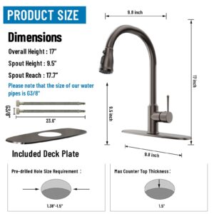 yotruth Gray Kitchen Faucets with Pull Down Sprayer, Single Handle High Arc Stainless Steel Kitchen Sink Faucet with Deck for RV Farmhouse