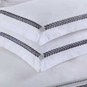 Royal Tradition 3pc Percale Duvet Cover Set (King/Calking) Sadie Embroidered Comforter Cover with Pillow Shams