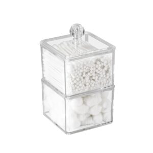 amg bath collections 2-tier acrylic storage organizer stackable countertop cotton ball holder, jewelry and cosmetic storage clear compact design organizer storage pantry organization