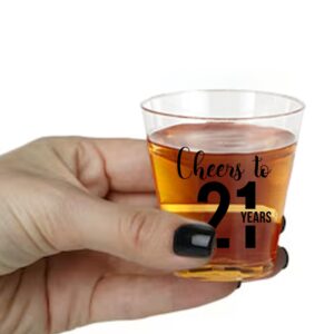 Cheers to 21 Plastic Shot Glasses 100 Pcs, 2 oz Each, 21st Birthday Shot Glass, 21 Shot Glass, 21st Birthday Party Favors, Cheers To 21 Years, 21st Birthday Shot Glasses, 21st Shot Glass for Her