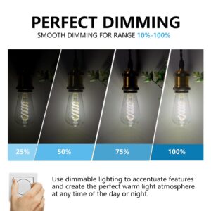 Dimmable LED Edison Bulbs,6W Equivalent to 60W Vintage Light Bulb, E26 5000K ST58/ST19 LED Bulbs, Antique Flexible Spiral LED Filament Light Bulbs, Clear Plastic Screw Lamp - 12Pack