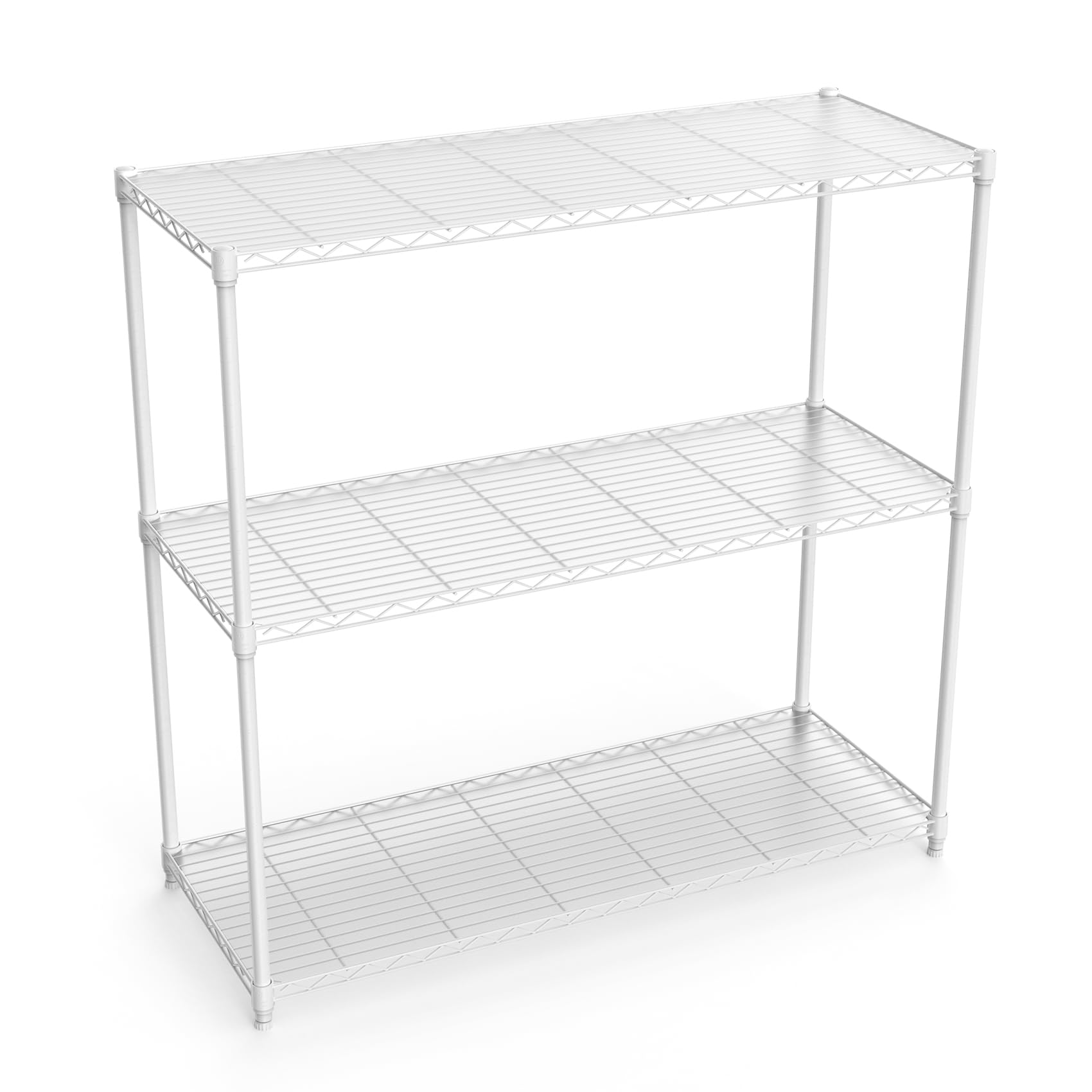 White 3 Tier NSF Metal Shelf Wire Shelving Unit - Set of 2, 1050lbs Capacity Heavy Duty Adjustable Storage Rack with Shelf Liners, Extensible to 6 Tier 2100lbs Shelving Designs, 48" H x 48" L x 18" D