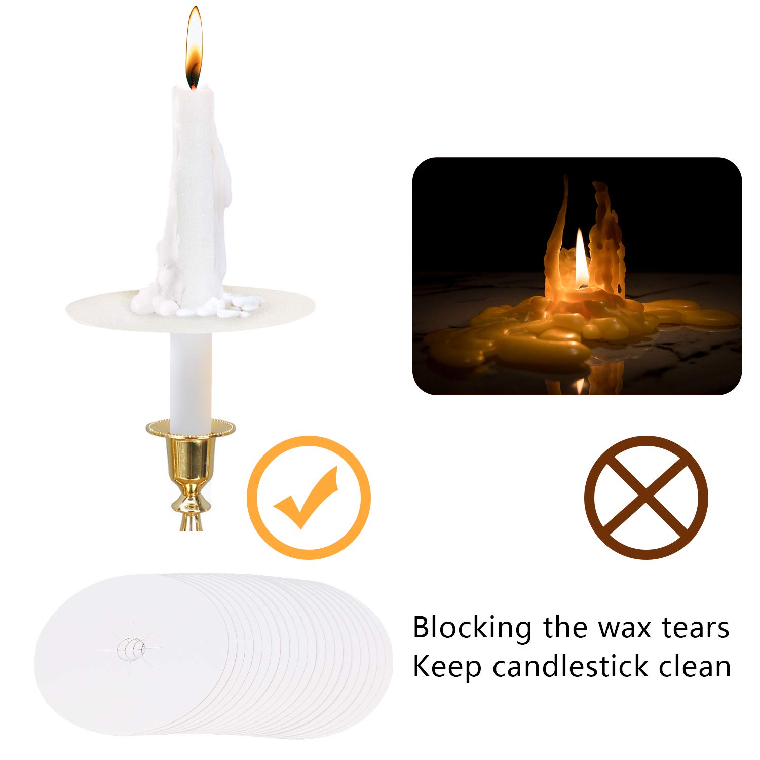 UNICY White Short Taper Candles, 20 Pack 5 Inch Church Candle Bulk with Drip Protectors, Unscented Candlesticks for Christmas Eve and Easter Candlelight Service, Vigil, Memorial and Devotional