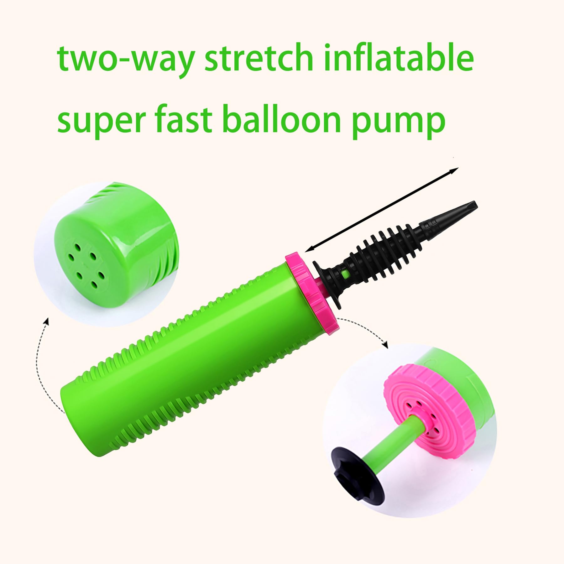 ouyili Balloon Pump Hand Two-Way Dual Action inflate 2Pack and Balloon Tying Tool in One, Handheld Air Pump Portable Manual Balloons Inflators for Party with Extra Accessories (Green)