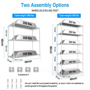 White 3 Tier NSF Metal Shelf Wire Shelving Unit - Set of 2, 1050lbs Capacity Heavy Duty Adjustable Storage Rack with Shelf Liners, Extensible to 6 Tier 2100lbs Shelving Designs, 48" H x 48" L x 18" D