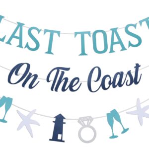 Sursurprise Coastal Bachelorette Party Decorations, Last Toast On The Coast Banner Kit Blue White for Beach Bachelorette Bridal Shower Party Supplies