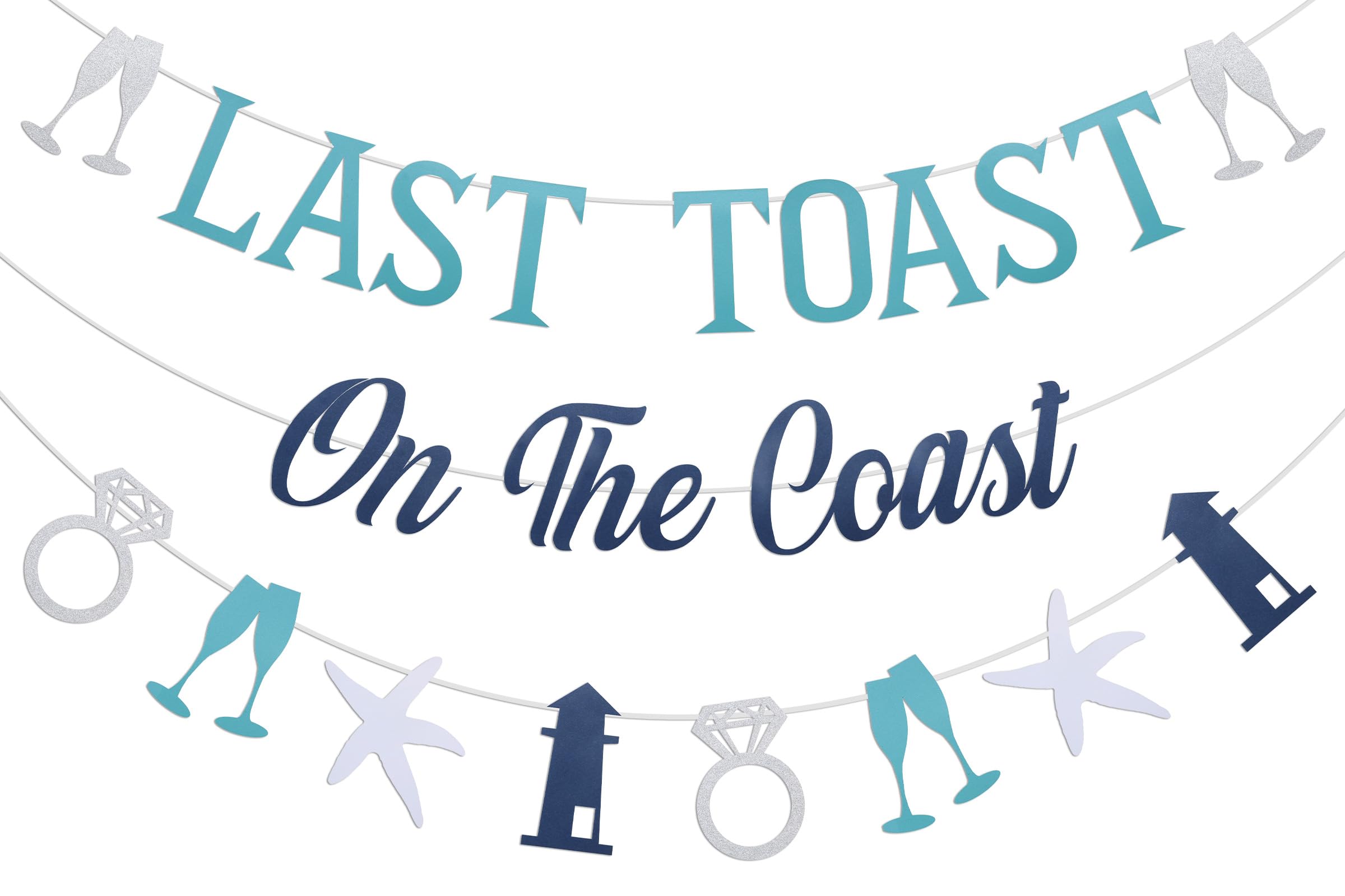 Sursurprise Coastal Bachelorette Party Decorations, Last Toast On The Coast Banner Kit Blue White for Beach Bachelorette Bridal Shower Party Supplies