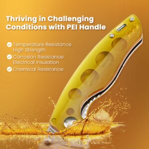 Kizer Towser K Folding Pocket Knife, 3.39" 154CM Blade EDC Knife with Yellow PEI Handle, Small Camping Knife with Liner Lock, Hiking Survival Knife with Thumb Stud Opener, V4593C5