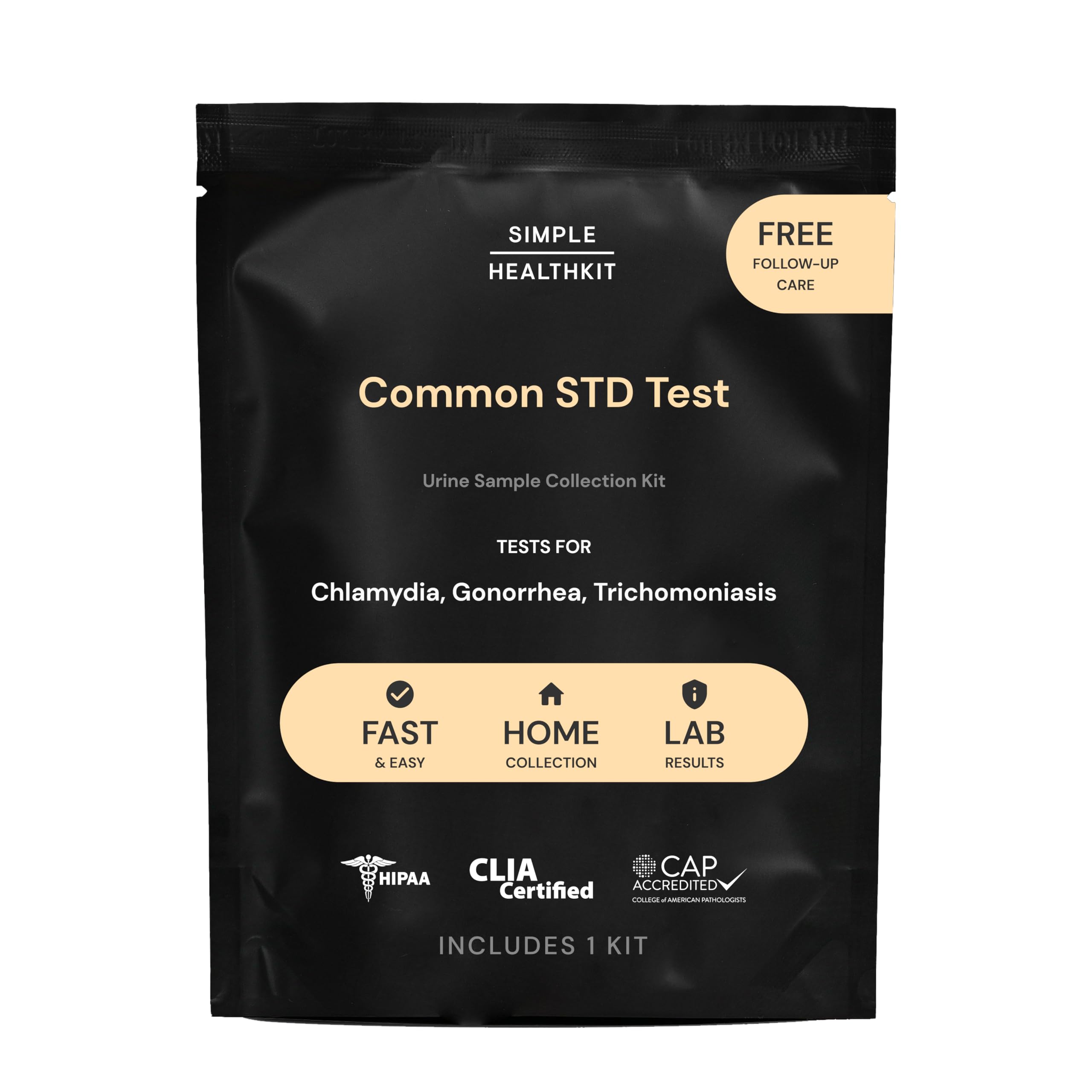 Simple HealthKit At-Home Common STD Test Kit for Chlamydia, Gonorrhea & Trichomoniasis - Tests for 3 Most Common STDs - STD Test Kit - Free Follow-Up Care & Fast Lab Results