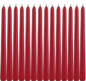 red taper candles - set of 14 dripless candles - 10 inch tall, 3/4 inch thick - 7.5 hour clean burning