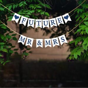 KUNGOON Future Mr & Mrs Banner,Funny Wedding Party Decor,Bridal Shower/Engagement/Bachelorette Party Decorations.(White)