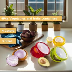 Ortarco 4Pcs Onion Storage Avocado Saver Holder, Lemons Garlic Tomato Peper Storage Containers Reusable