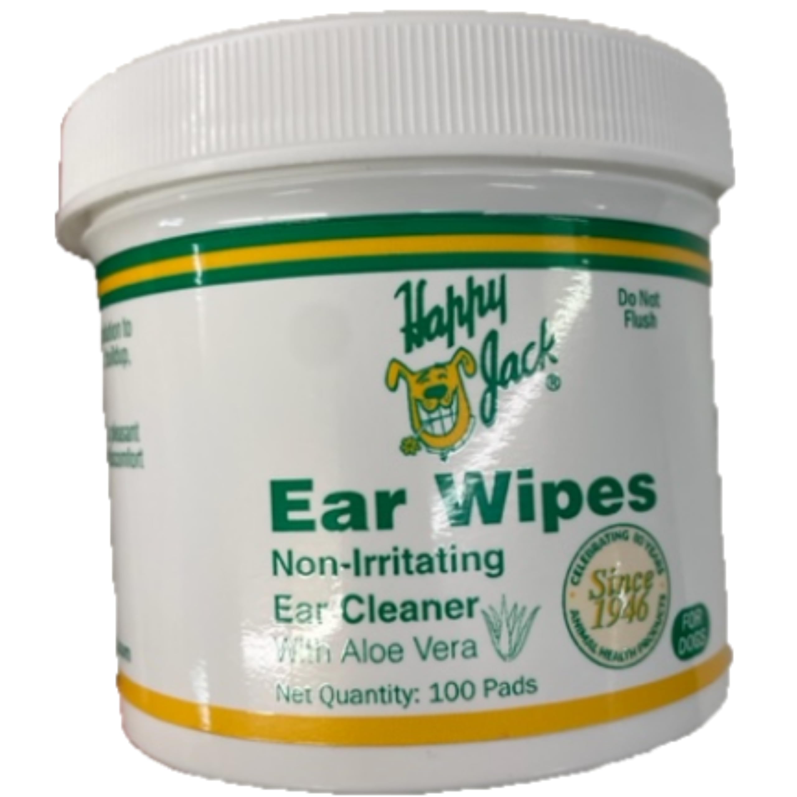 HAPPY JACK Dog Ear Wipes with Aloe, Ear Wipes for Dogs to Soothe Itch and Discomfort from Dog Ear Infection, Aloe Vera-Cucumber Dog Ear Cleaner Wipes are Great for Dog Itchy Ear Relief, 100 Ct